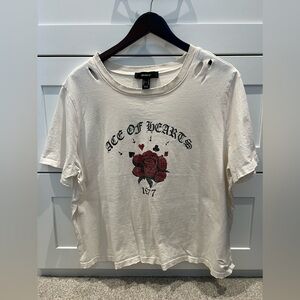 Forever 21 extra large cropped distressed, graphic tee